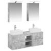 5 Piece Bathroom Furniture Set Concrete Grey Engineered Wood and Glass