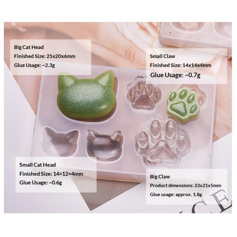 Kristall-Epoxidharz DIY Silikonform, Katzenpfote Katzenkopf geformte Schlüsselanhänger Schmuck Anhänger Form