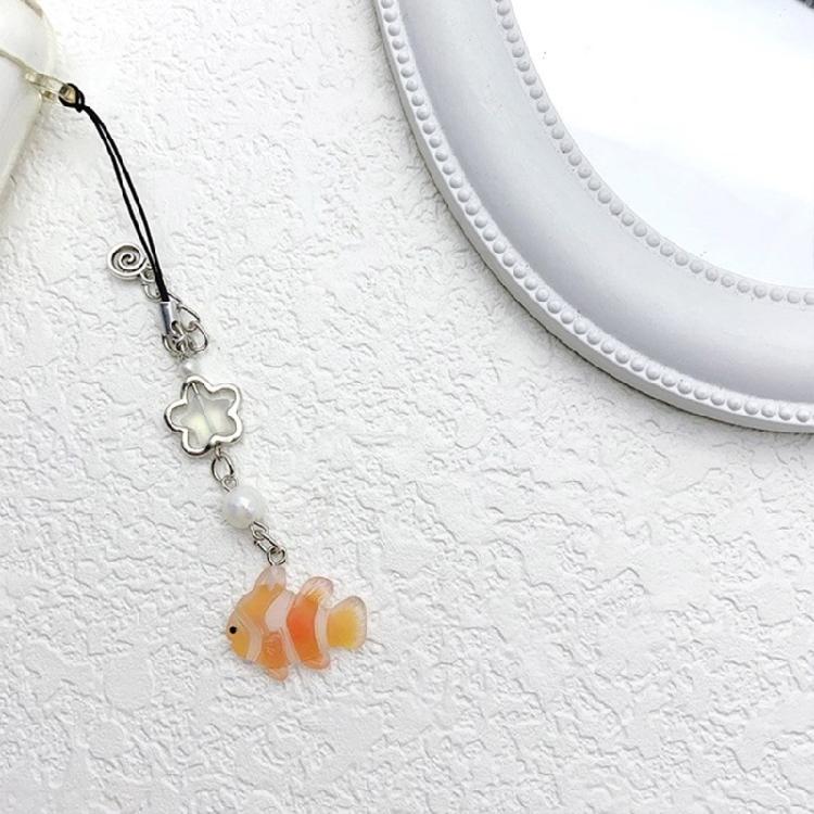 Small Fish Bead Pendant Phone Charm Hangings Rope Sweet Phone Chain Strap Bag Decoration Lanyard Keychain Accessory