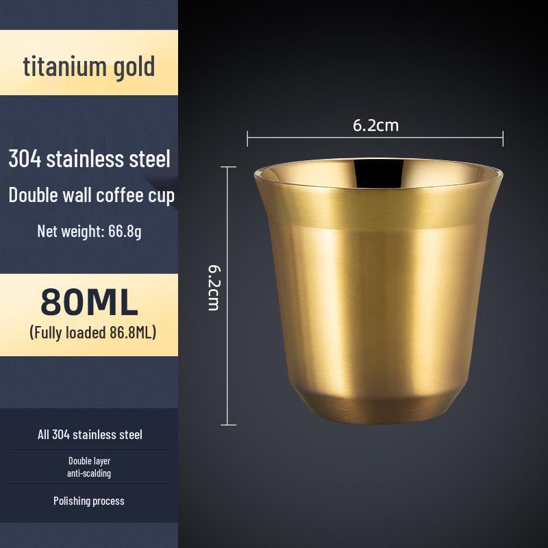 Italian Capsule Coffee Cup - 304 Stainless Steel, Double-Layer Insulated, Food-Grade, Latte Gift