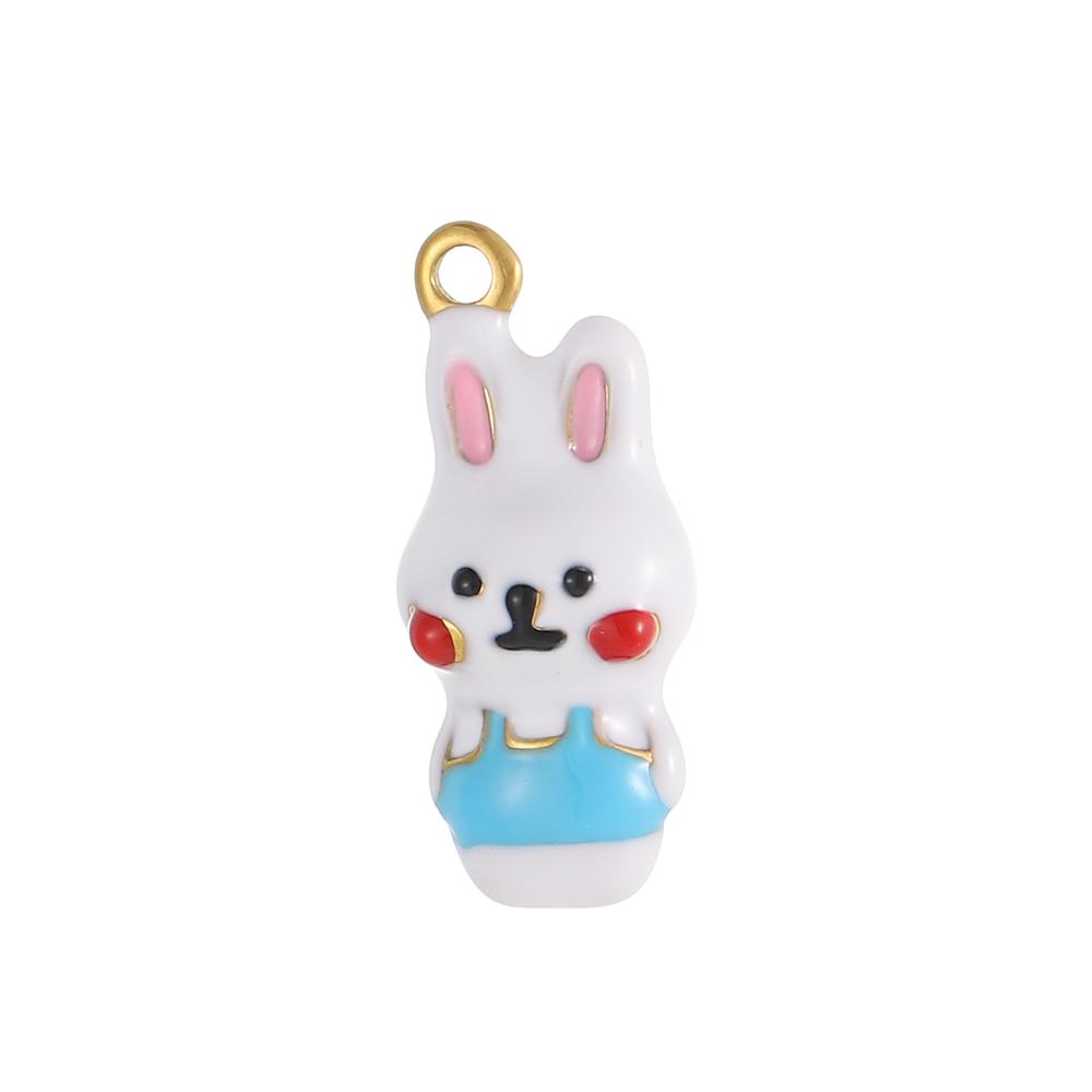 CARLIDANA Personalized Flower Stainless Steel Rabbit Pendant Strawberry Gold Plated Charm ice cream Enamel DIY Accessories