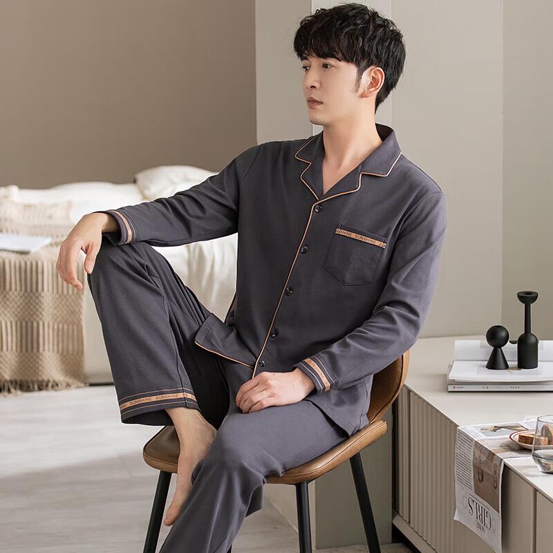 Men's Casual Cotton Blend Long Sleeve Pajama Set