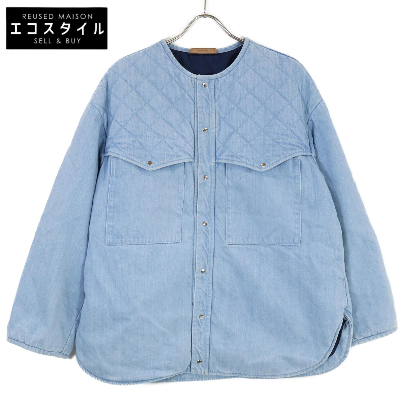 

GALERIE VIE Blue Selvitch Denim Colorless Quilt Blouse Jacket F blueUsed