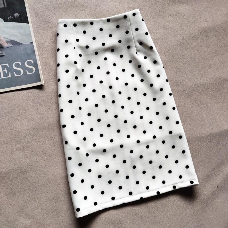 Retro Polka Dot High-Waist Midi-Rock für Damen - Elegant Schlankmachender Bodycon mit Schlitz