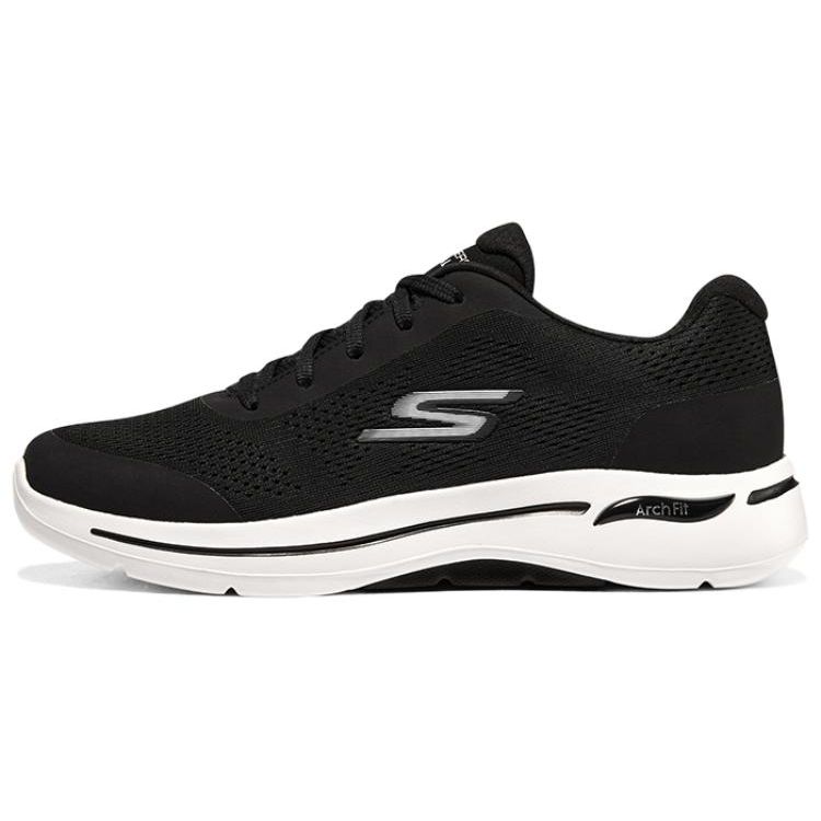 Skechers Go Walk Arch Fit Тканевые Классический Логотип Удобные Универсальные Амортизирующие Прочные Низкие Повседневные Кроссовки Мужские Черный Белый 216262-BKW 44