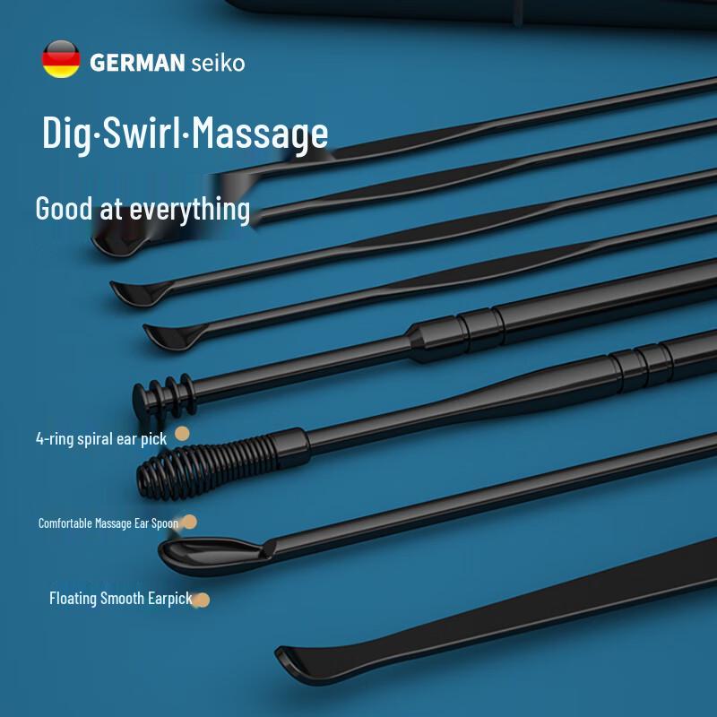 Tragbares 3-teiliges Set aus Edelstahl-Ohrenschmalzentferner & Zahnstocher