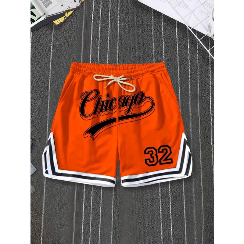 European and American trendy printed sports casual striped shorts
