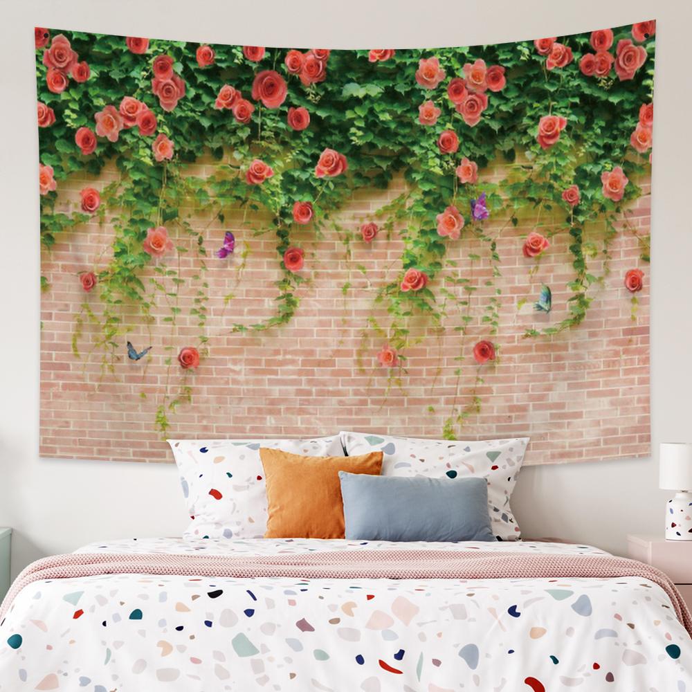 Beautiful Rose Bush Tapestry Wall Hanging Romantic Fresh Daisy Ins Style Wedding Party Background