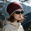 Unisex Korean-Style Double Layer Slouchy Beanie - Autumn/Winter Solid Color with Cloth Label