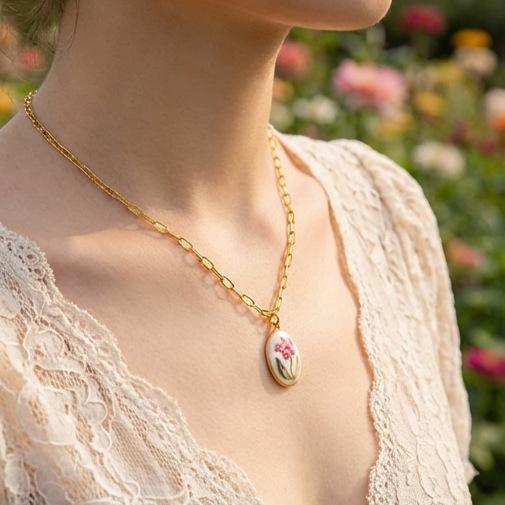Collana Serie Piante Fresche di Nicchia Collana con Ciondolo Stampa a Colori Fragola Limone Fiocco Catena per la Clavicola Fai da Te
