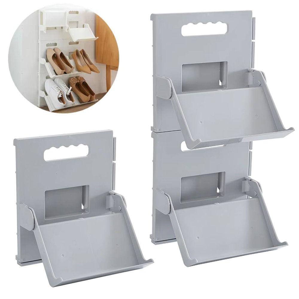 Foldable Vertical Shoe Rack Wall Mounted Easy Assembly Narrow Shoe Shelf Stackable Multipurpose Slippers Storage Stand Bathroom