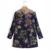 New Women Retro Wool Jacket Slim Casual Long Sleeve Warm Hoodie with Pocket Flower Design Fashion