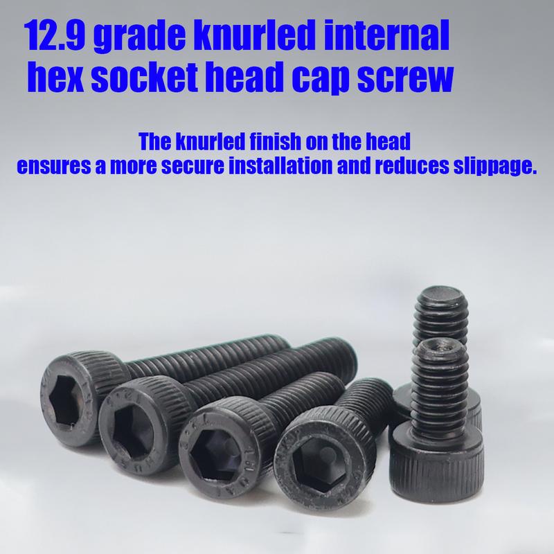 370pcs/12.9 Grade Black Hex Socket Head Cap Screws, Nuts, and Flat Washers Set; DIN912 Metric Bolt Fastener Set; M4 and M5 Bolts