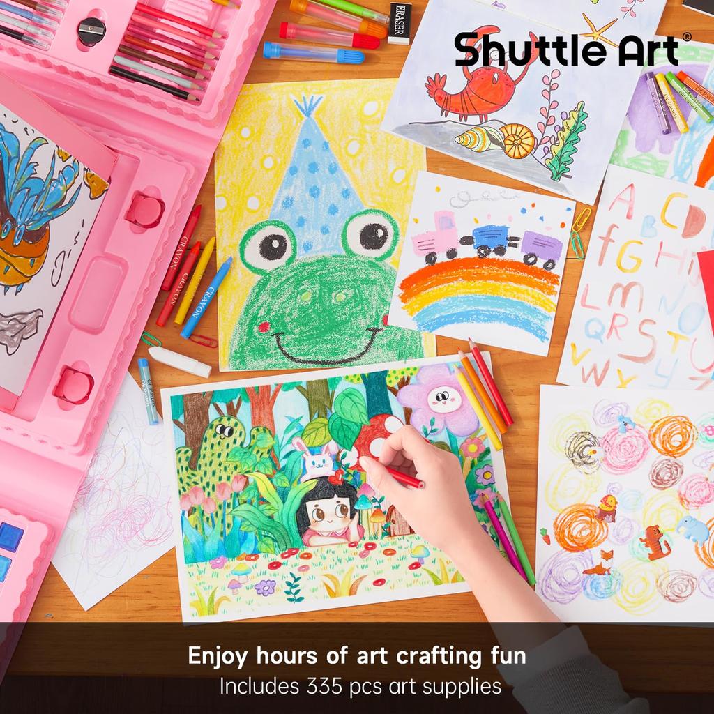 Shuttle Art Art Set with Colored Solid Coloring Watercolor Pencil and Includes a Portable Storage A Great Gift for Elementary School and 335-Piece