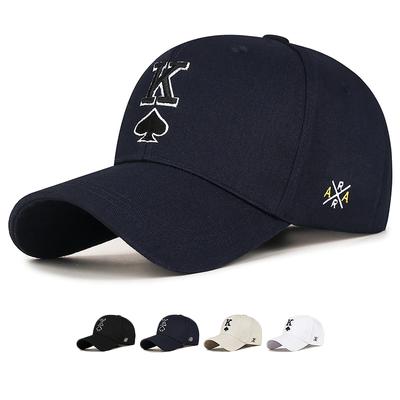 Spring Autumn Embroidered Playing Cards Spades K Letter Cap Outdoor Sunshade Baseball Cap