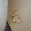 Stylish Gold Alloy Heart Hoop Earrings Modern Circular Design For Women