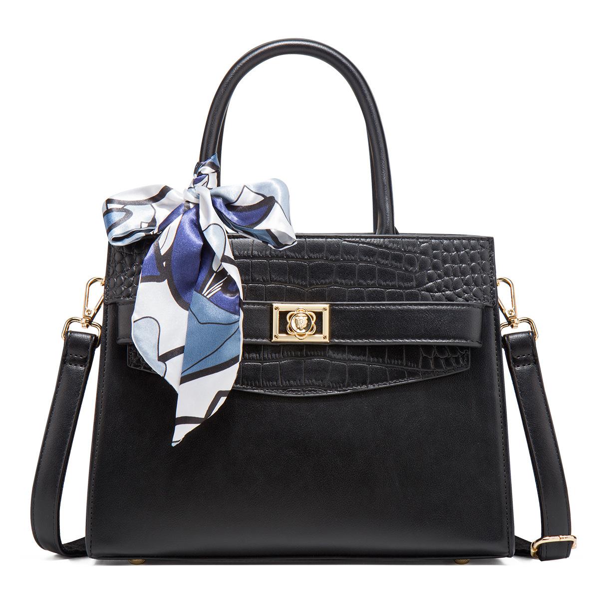 Alligator pattern premium sense bag women s bag mother bag 2024 new handbag large capacity чёрный