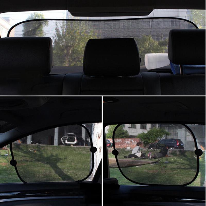 LMoDri 5 Pcs Car Windows Sun Shade Black Mesh Auto Sun Visor Curtain Window Sunshade Suction Cup Protection Front Rear