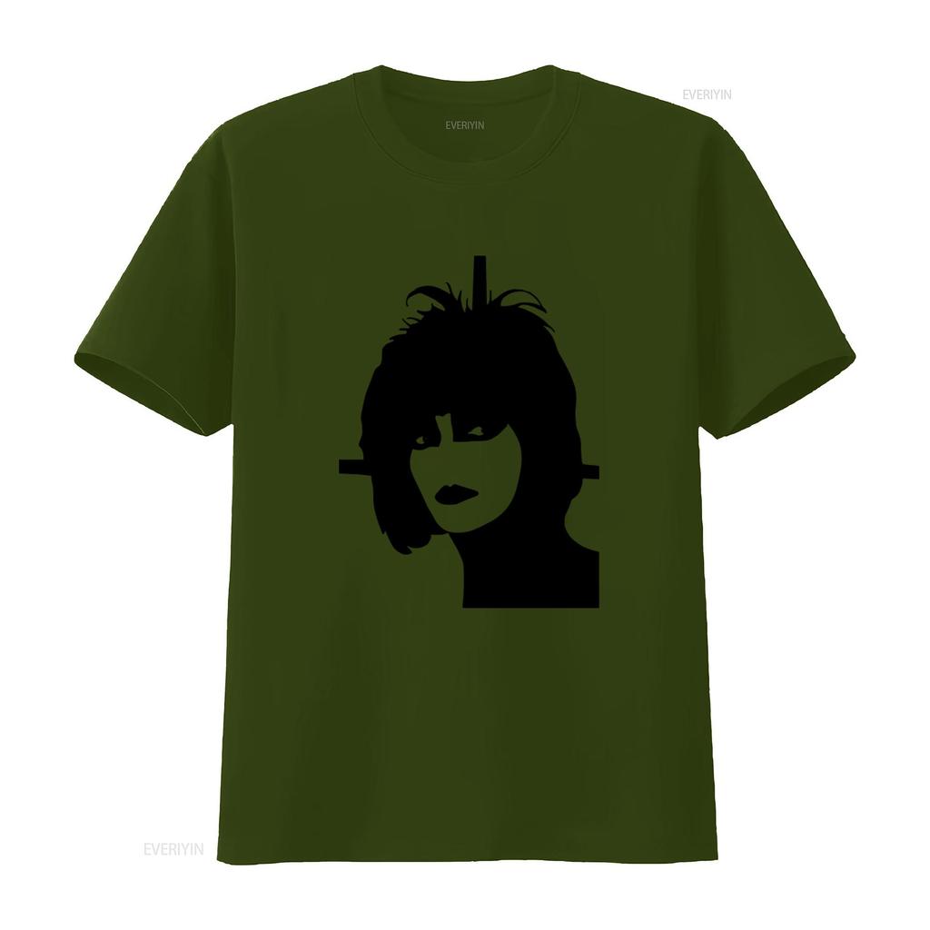 Mens Siouxsie Sioux Silhouette Punk Banshees T Shirt Vintage Washed Top For Everyday Wear Versatile Stylish Designer Clothes