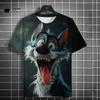 Fun Men's T-Shirt 3D Wolf Printed Short Sleeve T-Shirt Street Fashion Tops Hip Hop O Neck T-Shirt Summer Men's Casual Clothing