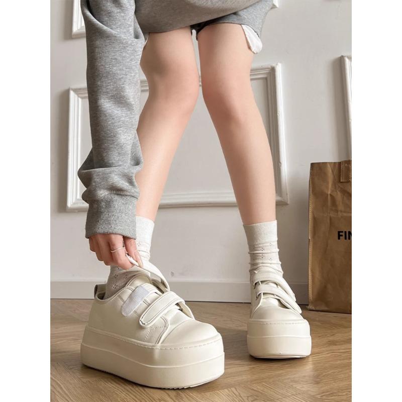 Velcro Heightening Little White Shoes Women's 2 Summer New Platform Bread Big Head Shoes Versatile Casual Board Shoes