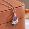 Kienl Vintage Purple Natural Zircon Flower Pendant Necklace High Quality Fine Daily Jewelry Women  Rose Gold Color Necklace