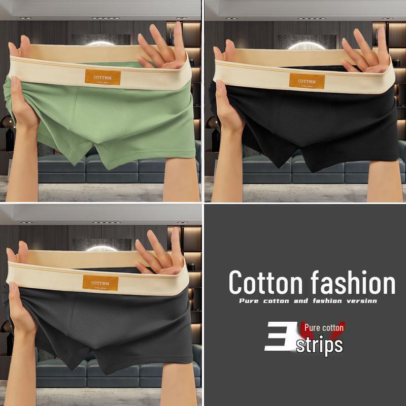 Pure Cotton Men's Boxer Briefs - Loose, Plus Size, Mid-Rise Four-Corner Underwear