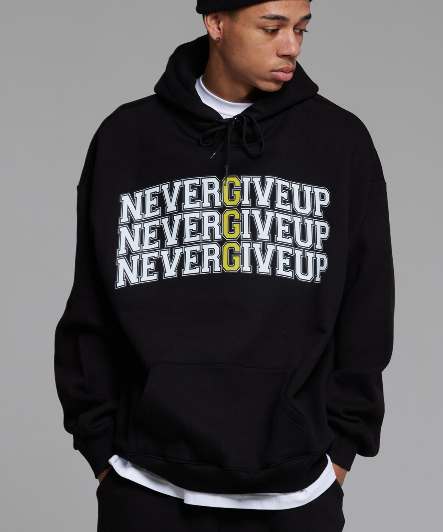 Cream Soda Lab Lab 3G Never Give Up Oversized Hoodie Black Yellow M