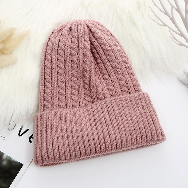 Winter Solid Color Knitted Warm Hat Knitted Women's Hat