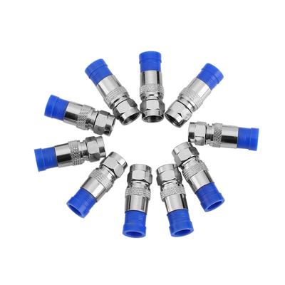 10pcs coaxial coax RG6 adaptador de conector de compressão macho à prova d'água selado