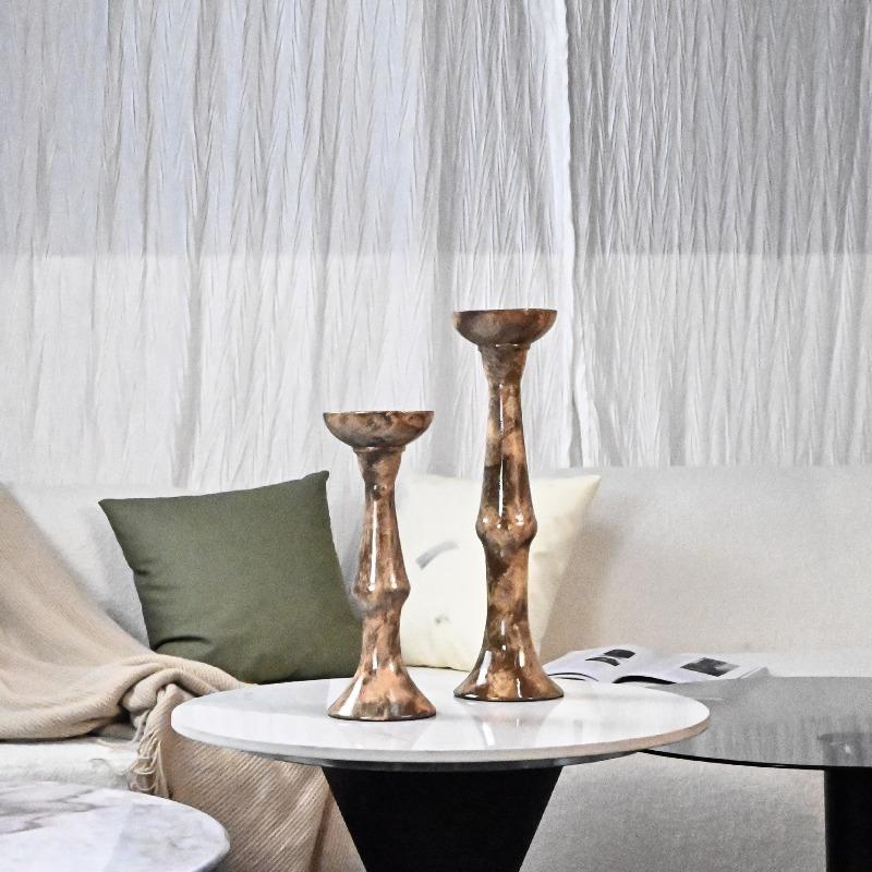 Resin Candlestick Retro Candle Holders Elegant Wedding Tables Center Candles Centerpieces Bedroom Luxury Decoration Accessorie