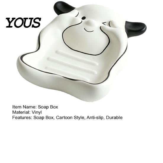 Waterproof Soap Holder Bathroom Box, Puppy Shape Dish, with Kids Raised Drainage Stripes Saver Tray, for Kitchen Washstand Quick Dry