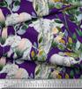 Soimoi Japan Crepe Satin Fabric Leaves,Floral & Elephant Animal Printed Craft Fabric by the metre 42 Inch
