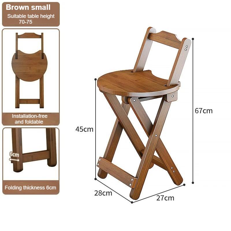 Bamboo Small Dining Chair  Foldable Art Stool Multi-Functional Bar Chair  Simple and Stable High Foot Stool