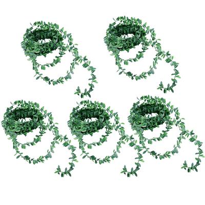5 Pcs Decor Wire Green Leaf Rattan Simulation Fake Hanging Plant Cake Plants Artificial