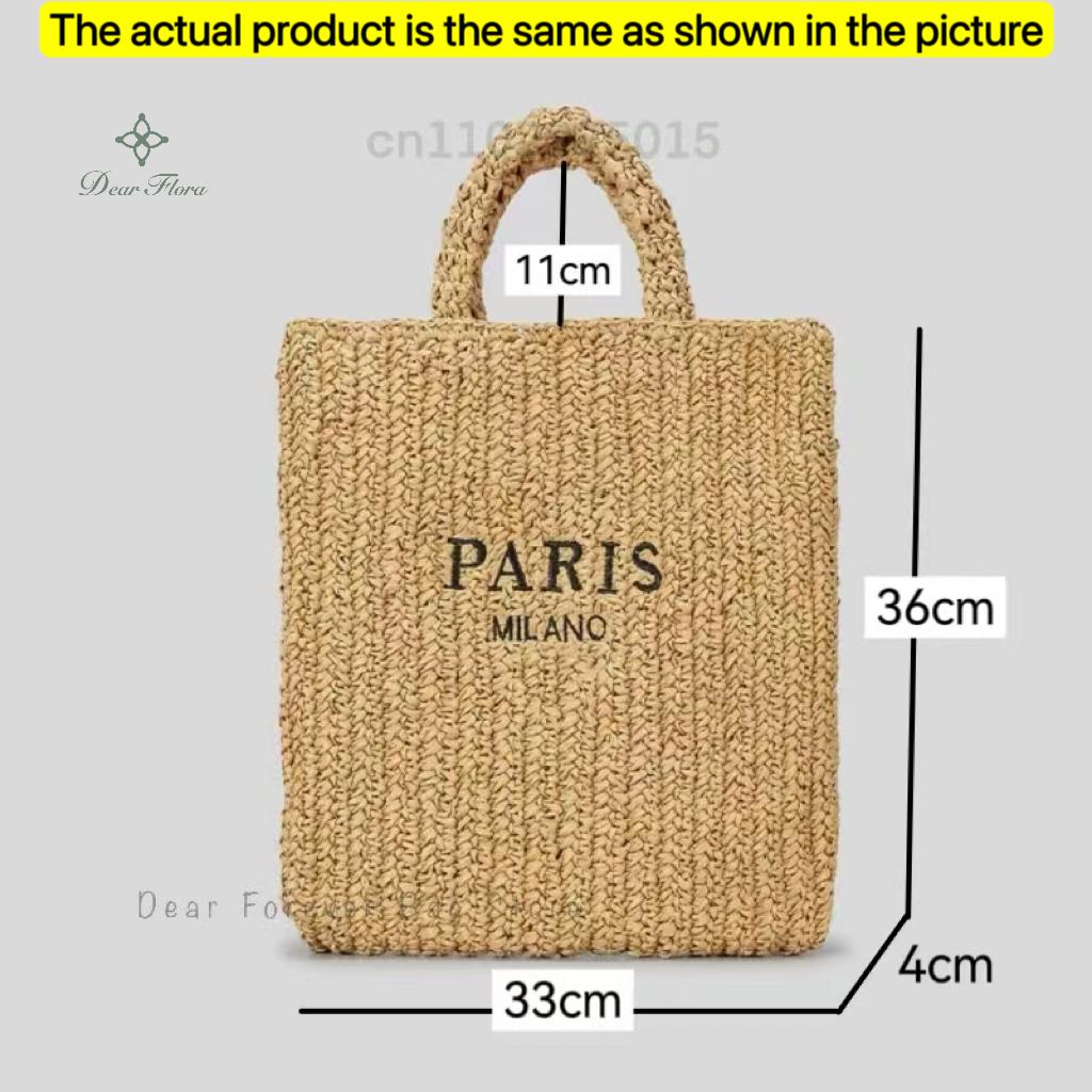 Women'S Fashion Large Capacity Handmade Straw Knitting Tote Bag Summer Travel Beach Shoulder Bags Casual Simple Portable Handbag