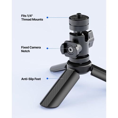BOYA Magic Tripod Stand for Desktop Microphones with Non-Slip Rubber Feet, Foldable Desk Microphone Stand for Gaming, Podcasting, Meetings, and Chatti
