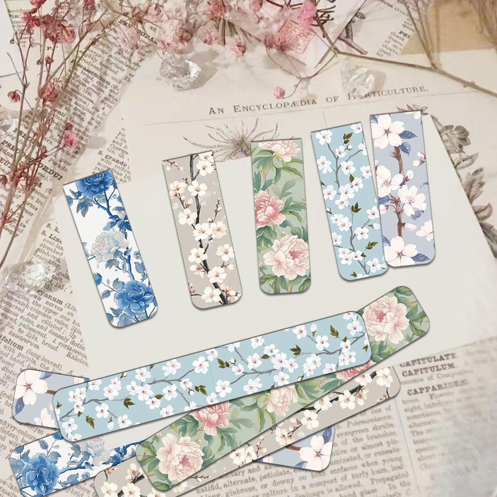 5pcs Flower Magnetic Bookmarks for Books, Multi Fresh Floral Pattern Magnet Page Clips Marker Unique Reading Gift