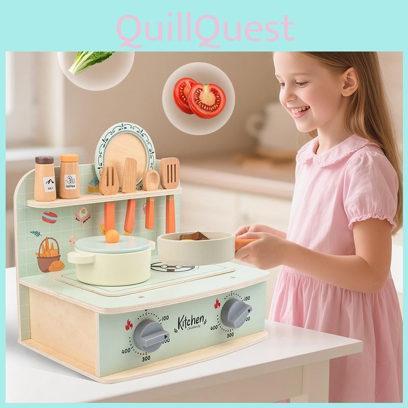 Wooden Mini Simulation Kitchen Utensil Set Children Toys For Imaginative Role Play