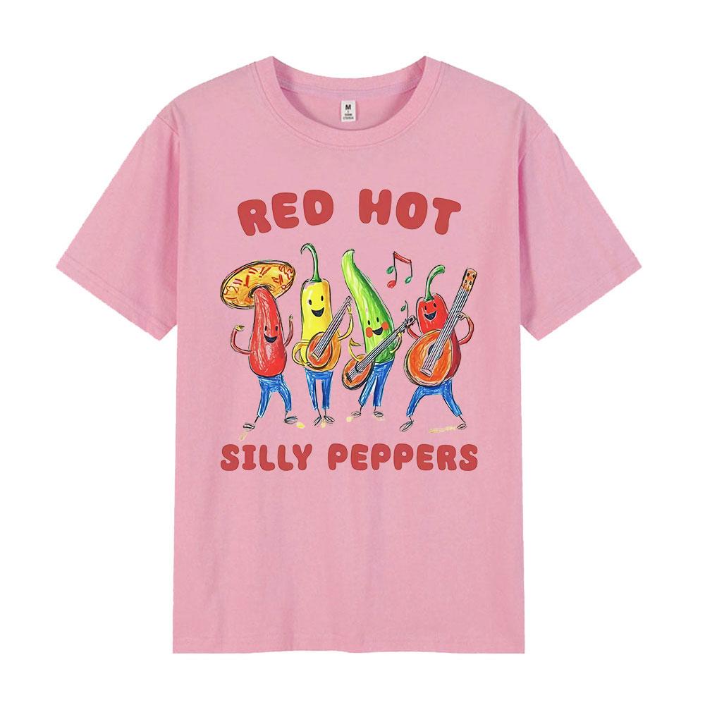 Funny T Shirt Red Hot Silly Peppers Fashion Print Vintage Men Women Oversized Hip Hop Tshirt 100 Cotton Streetwear Tshirts