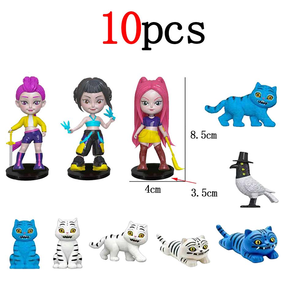 10pcs Kpop Demon Hunters Action Figures Set Derpy Tiger Rumi Mira Zoey Sussy Collectible Dolls Figurines for Fans Gift