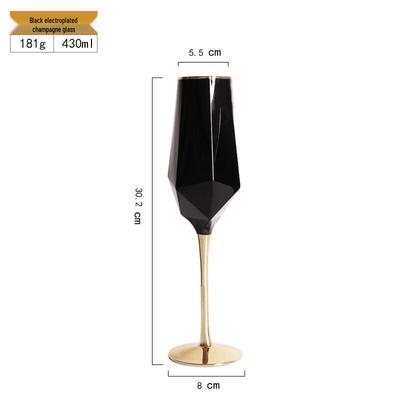 Gold Rim Black Electroplated High-Stem Glass Champagne Flute