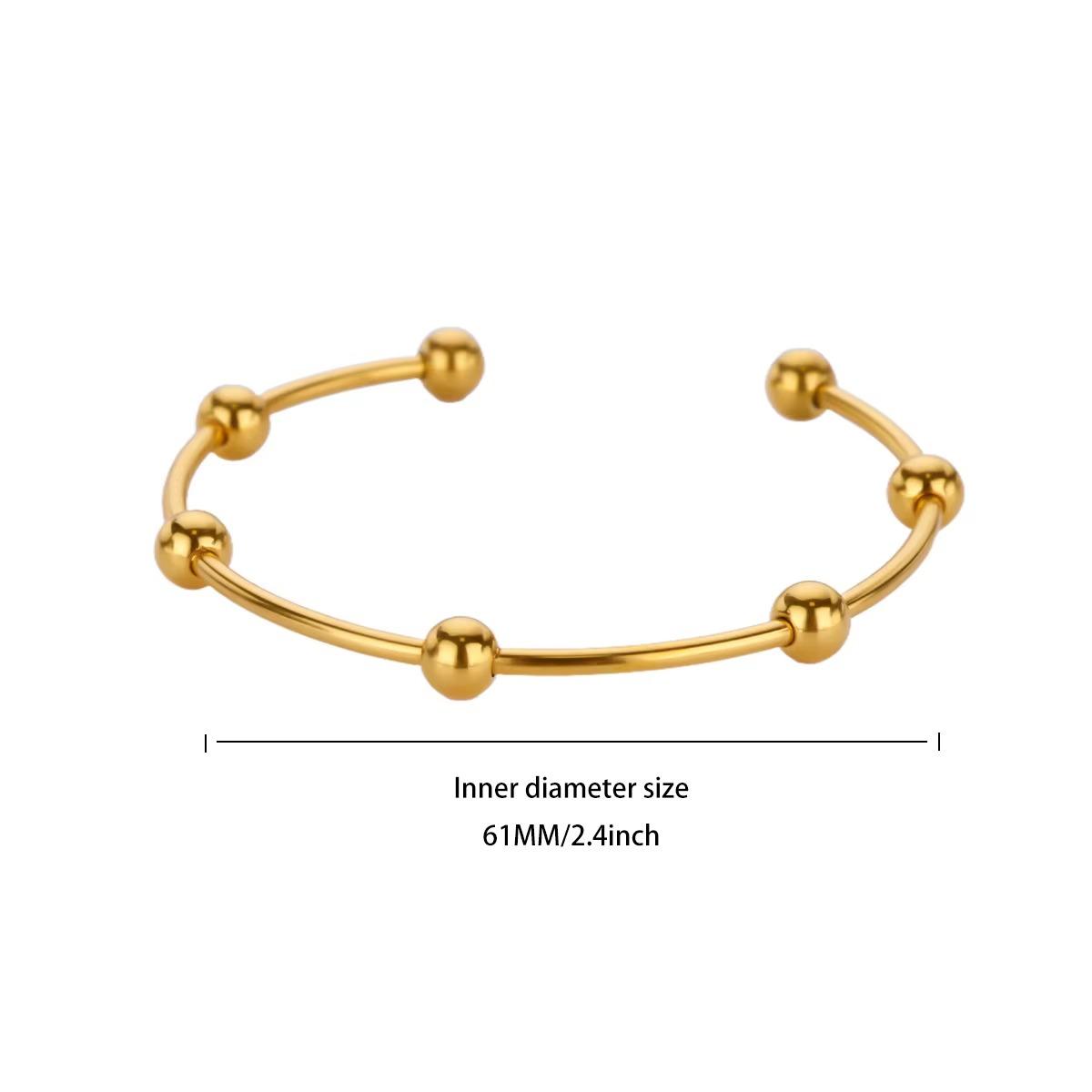 Stainless Steel Bangle Bracelets for Women Stainless Steel Round Beads Cuff Bangles Fashion Wedding Aesthetic Jewelry Gift