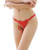Sexy G-String Briefs Lady Imitation Pearl Flower Embroidered Tassel Underwear Female Clothing