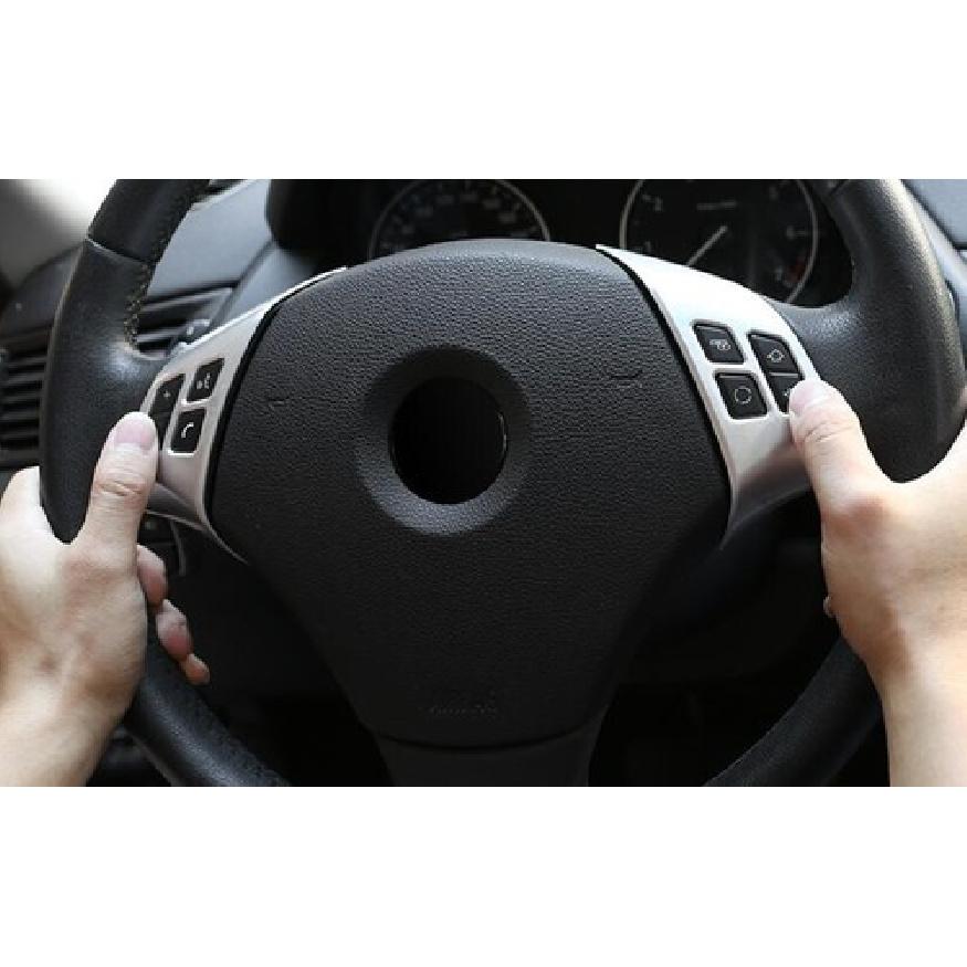 2PCS Silver Steering Wheel Button Cover Trim ABS For BMW 3-Series E90 2005-2012
