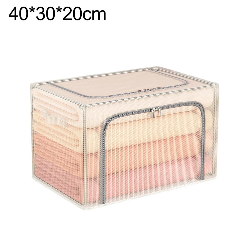For Clothes Storage Bin Foldable with Metal Frame and Transparent Lid for Space Saving Bedroom Closet For Clothes Storage