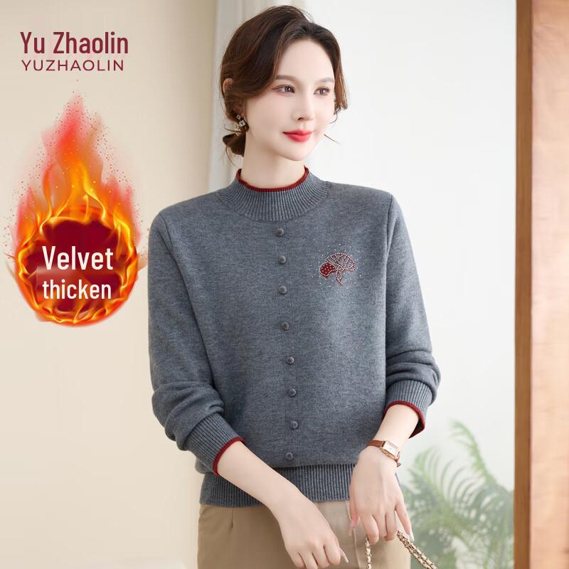 YUZHAOLIN Women s Plus Velvet Knitted Sweater 4XL
