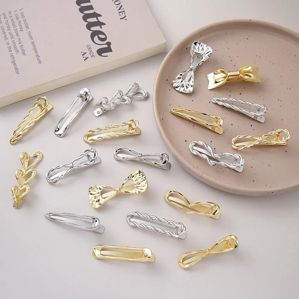 Exquisite Gold Silber Metall Hohl Haarspangen Süß Cool Pony Clip Stirn Gebrochenes Haar Entenschnabelspange Haarnadel Stil Kopfschmuck