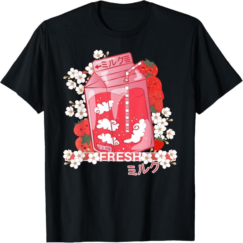 

Кавайная Манга Клубничное Молоко - Кавайная Японская Клубничная Футболка XXXXXL чёрный