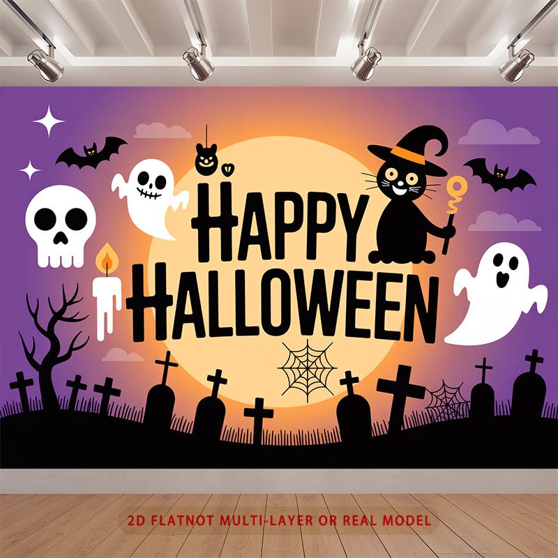 Party Backdrop Halloween Flat Multi Layered Celebrations Photo Booth Decor Front Door Decor